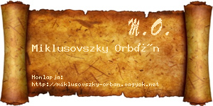 Miklusovszky Orbán névjegykártya